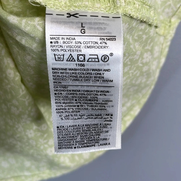 OLD NAVY NWT Lemon Lime Ditsy Floral Tank Top Ladder Lace Pleated Adj Strap L - Picture 11 of 13